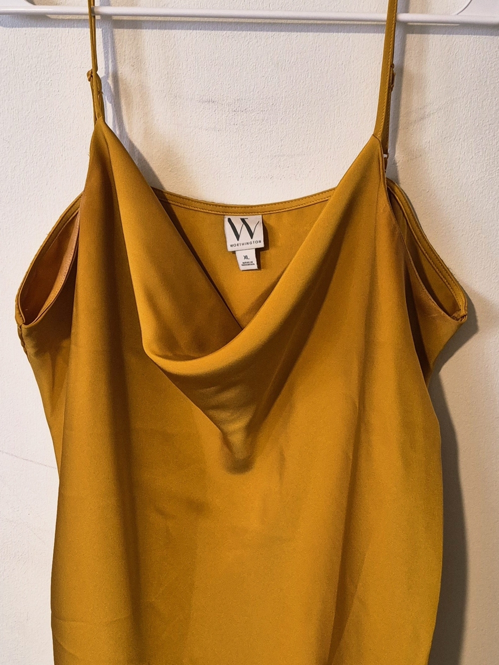 Worthington Satin Cowl Neck Camisole in Mustard